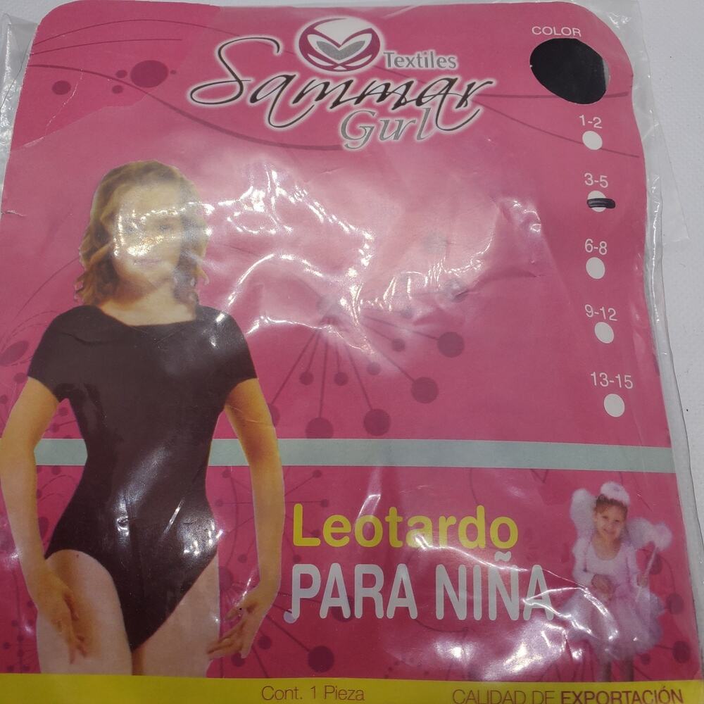Textiles Sammar Girls Black Leotard Size 3 4 5 Dance Gymnastics Ballet Outfit
